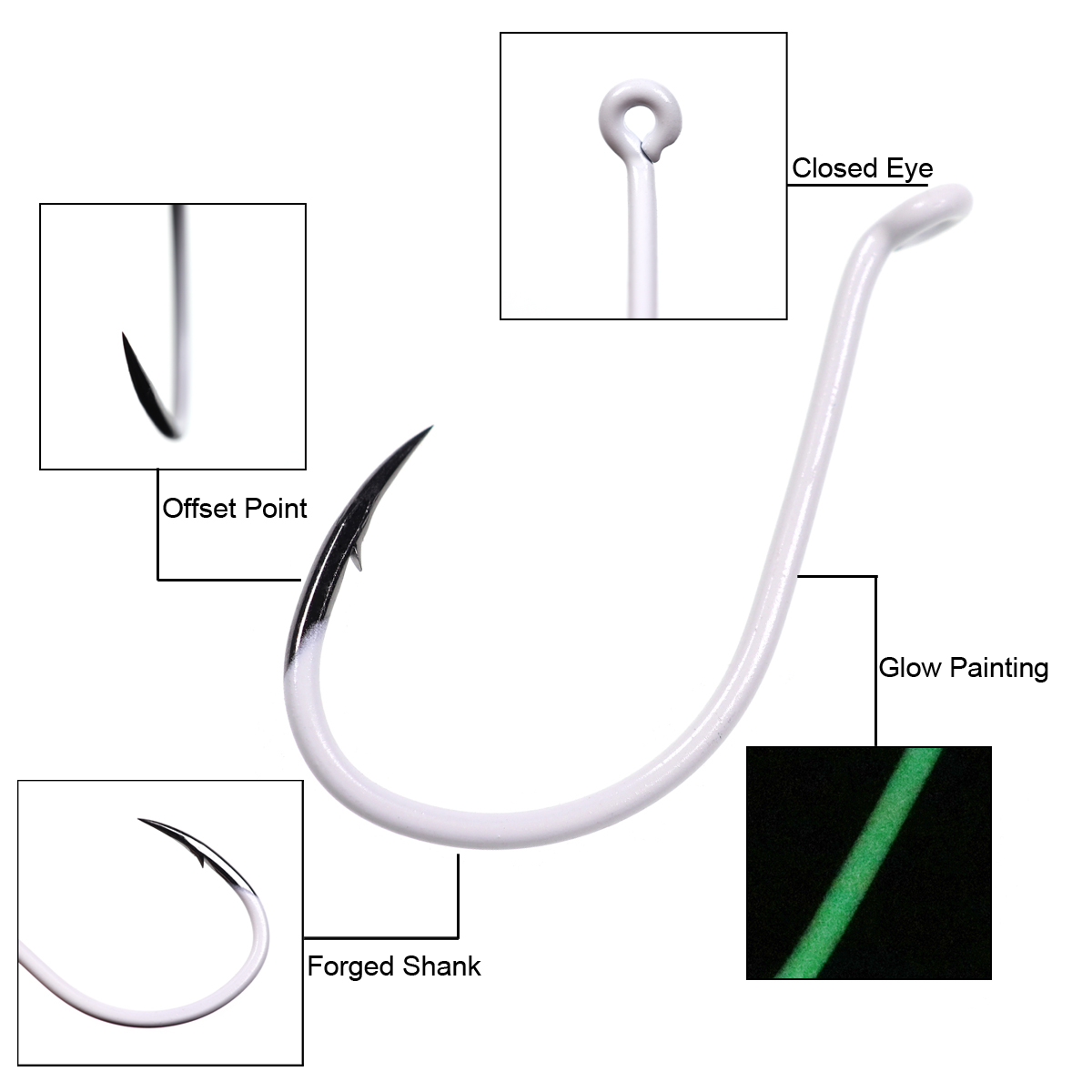 25 Pcs/Kotak Bercahaya Baja Im - Fishing Hook Offset ulasan dan harga